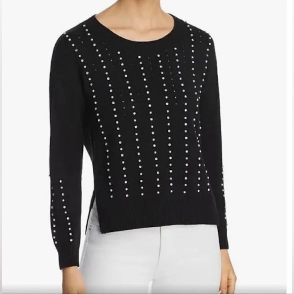 NWOT Kobi Halperin Raye Embellished Pointelle Black Sweater. Size XS.